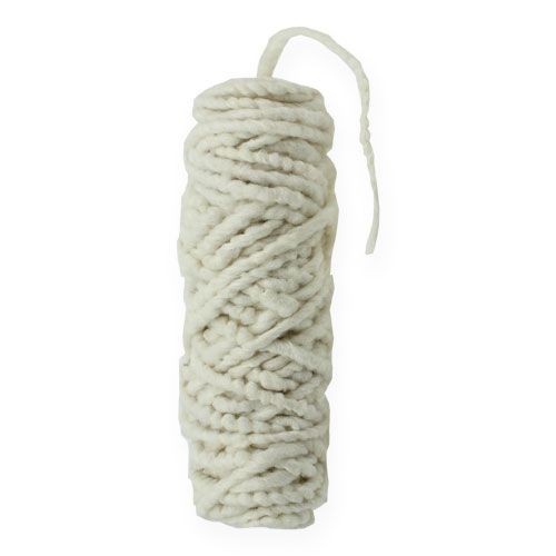 Floristik24 Felt Cord Flausch Mirabell 25m White