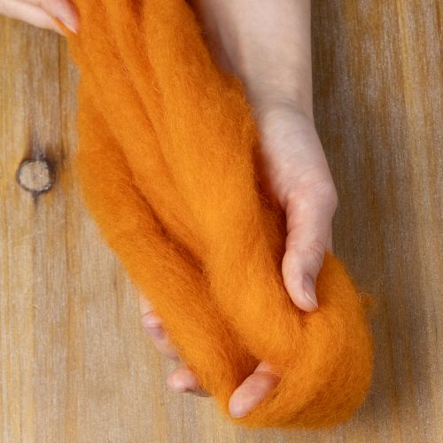 Product Wool cord, felted wool, orange, 2m, for crafting, binding and decorating