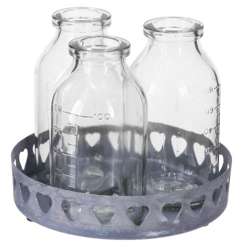 Product Bottle decoration glass mini vases tray metal round Ø11.5cm