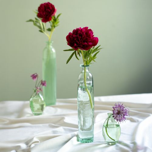 Bottle decoration vase glass clear/green retro Ø6.5cm H30cm