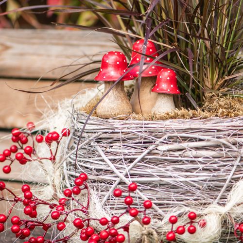 Product Fly agaric decoration mushrooms wooden mushrooms autumn decoration H6/8/10cm set of 3