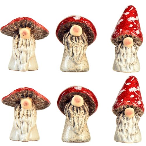 Product Fairytale gnome toadstool figures – red with white dots, 7.5 cm – magical decoration for garden and home – 6 pieces