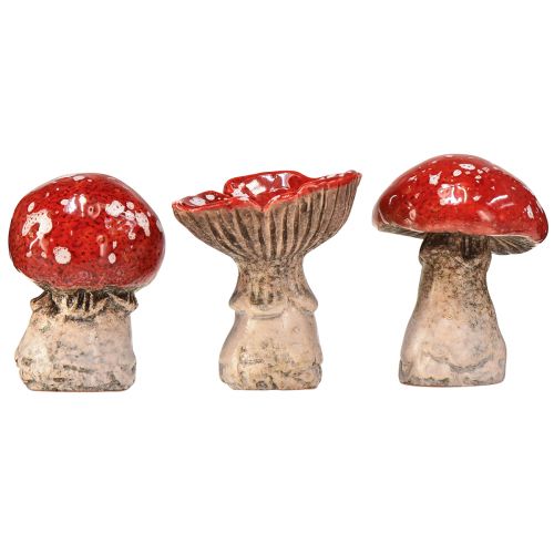 Product Charming ceramic toadstool decorations – red with white dots, 8.6 cm – ideal garden decoration – 3 pieces