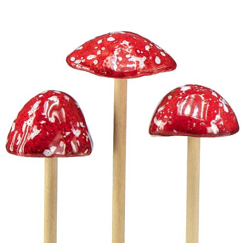Product Fly agarics on a stick, red, 5.5cm - Decorative autumn mushrooms for garden and home 6 pieces