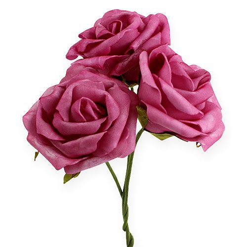 Floristik24 Foam rose Ø 8cm fuchsia 18p