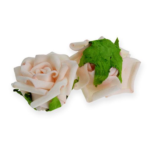 Floristik24 Foam rose blossom cream 5cm with needle 12pcs