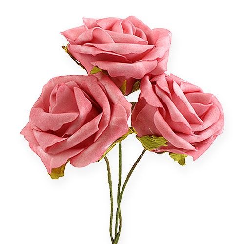 Floristik24 Foam Rose Ø 8cm Pink 18 pcs