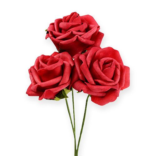 Floristik24 Foam rose Ø6cm red 27p