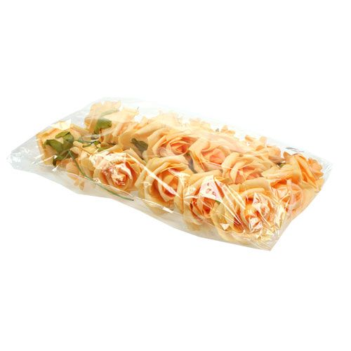 Floristik24 Foam rose Ø 8cm apricot 18 pcs