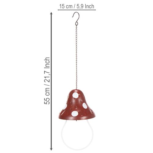 Product Metal feeding station, fly agaric design, hanging, red and white, 25.5cm