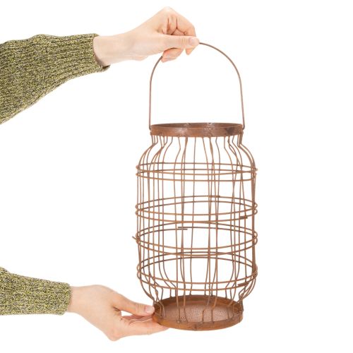 Garden lantern, metal, rusted finish, handle, vintage, Ø19.5cm | Floristik24.co.uk