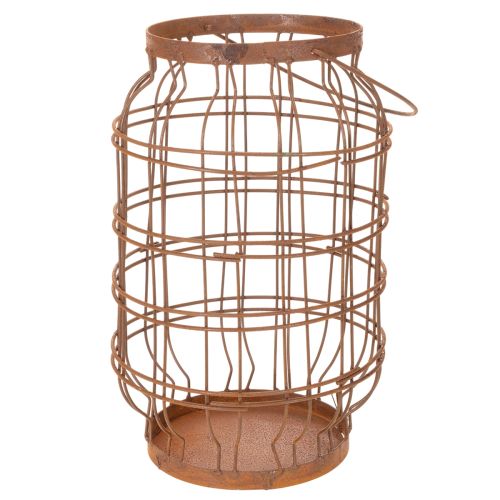 Garden lantern, metal, rusted finish, handle, vintage, Ø19.5cm | Floristik24.co.uk