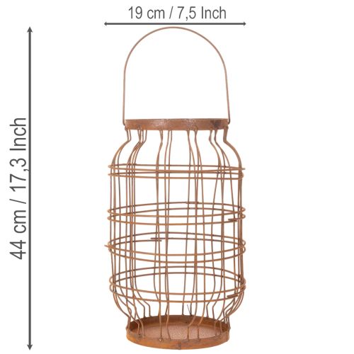 Garden lantern, metal, rusted finish, handle, vintage, Ø19.5cm | Floristik24.co.uk