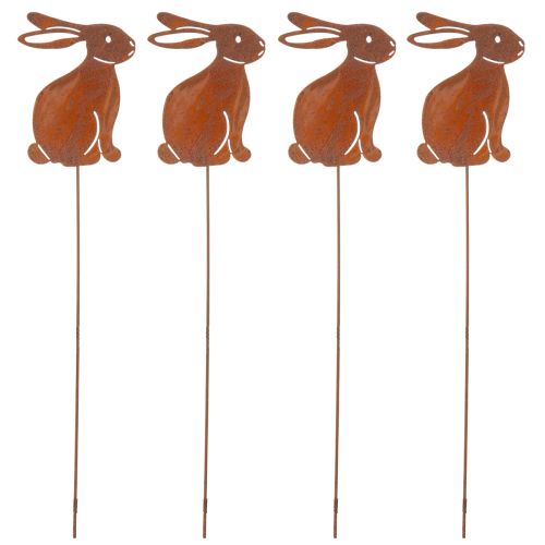 Product Garden stake rabbit for Easter decoration with rusty finish in country style 60cm 4pcs