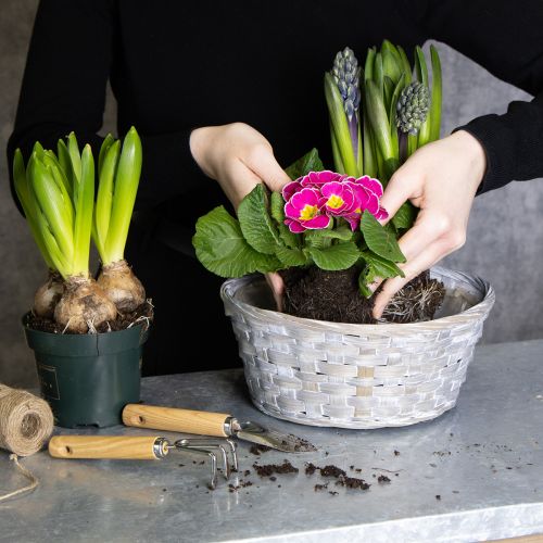 Product Woven basket as stylish floral decoration in the living area. Easter basket, 23cm, 6 pieces.