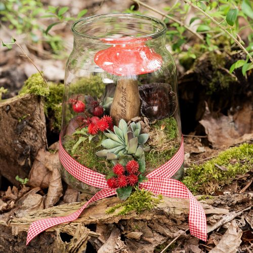 Floristik24 Gift ribbon check Bordeaux 25mm 20m