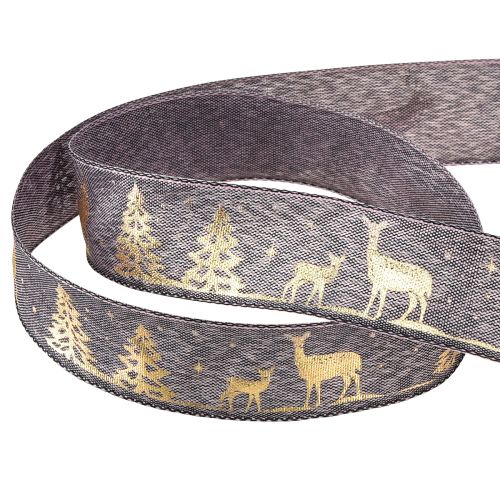 Product Gift Ribbon Lavender Gold Christmas Deer 25mm 15m