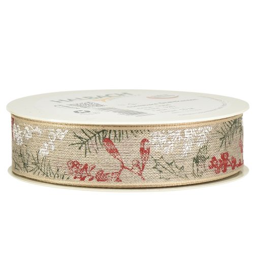 Product Gift Ribbon Christmas Ilex Berries Green Red 25mm 15m