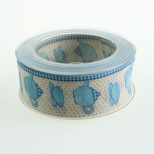Floristik24 Decorative ribbon with wire Blue 40mm 20m