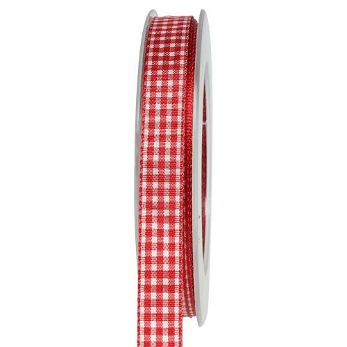 Floristik24 Gift ribbon with selvedge 15mm 20m red checkered