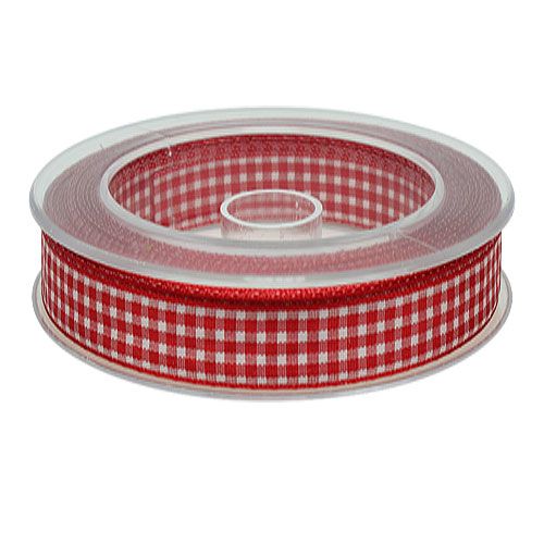 Floristik24 Gift ribbon with selvedge 25mm 20m red checkered