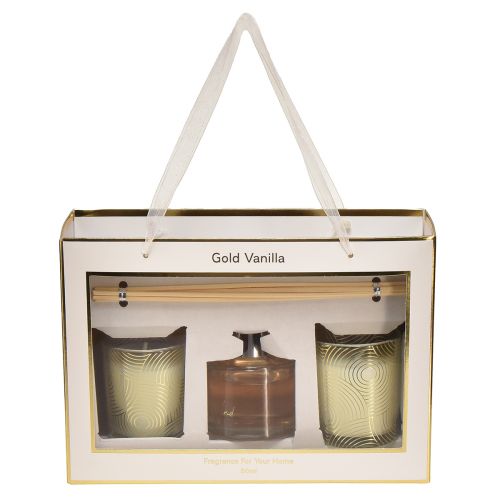Product Gift set room fragrance scented candles in a glass vanilla scent