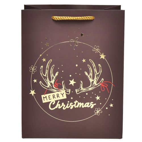 Floristik24 Gift bag Christmas antlers brown/gold 18x10x23cm 2pcs