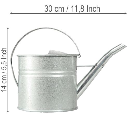 Vintage decorative watering can, metal, silver, 1.25l planter | Floristik24.co.uk