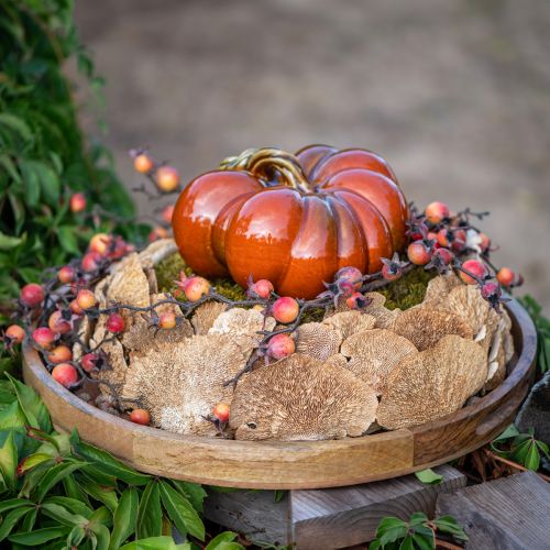 Floristik24 Shiny ceramic pumpkin in bright red-orange with green stem – 21.5 cm – Ideal autumn decoration
