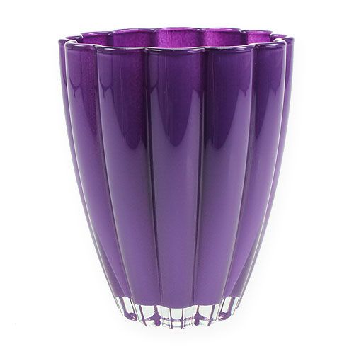 Floristik24 Glass vase &quot;Bloom&quot; violet Ø14cm H17cm