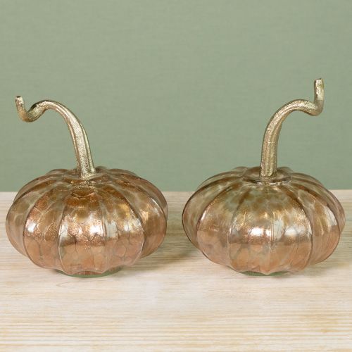 Product Glass pumpkin table decoration, autumn pumpkin, glass and metal, 14cm high, 2 pieces