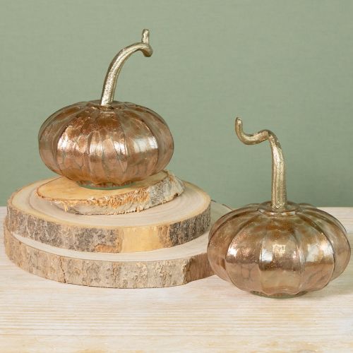 Product Glass pumpkin table decoration, autumn pumpkin, glass and metal, 14cm high, 2 pieces