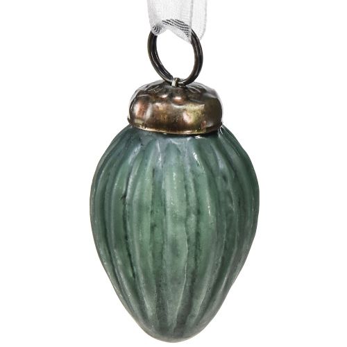 Product Glass cones for hanging Christmas decoration glass green matt Ø10cm 18 pcs in glass