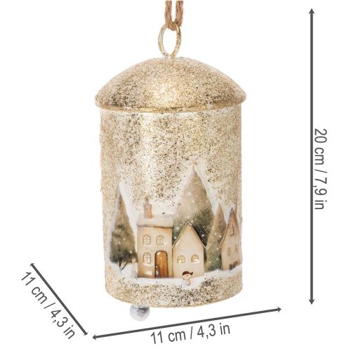 Metal Bell with Winter Village