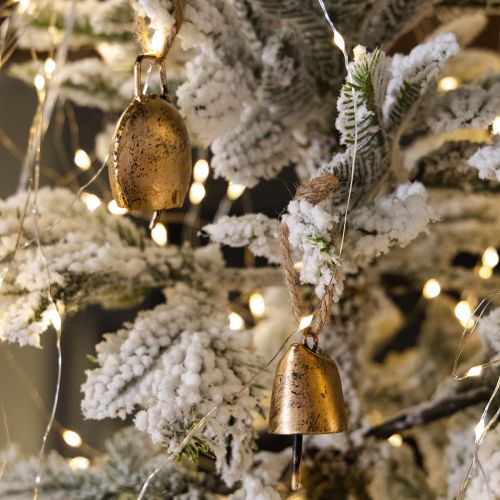 Product Bells Christmas tree decorations metal vintage gold 5 cm 8 pieces