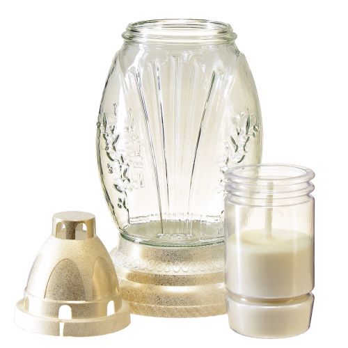 Product Grave light glass vase retro grave lantern clear white gold Ø11cm H26.5cm