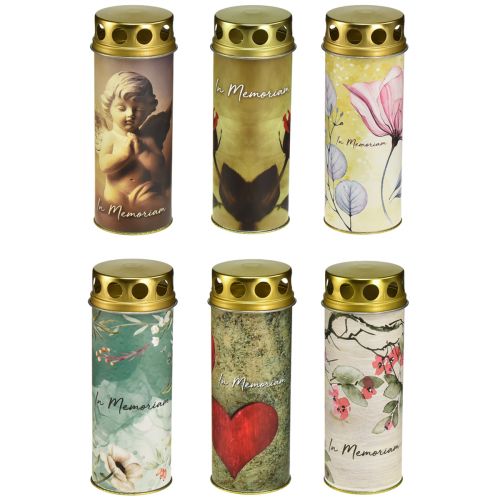 Floristik24 Grave light with mourning motif Ø6cm H17cm 6pcs