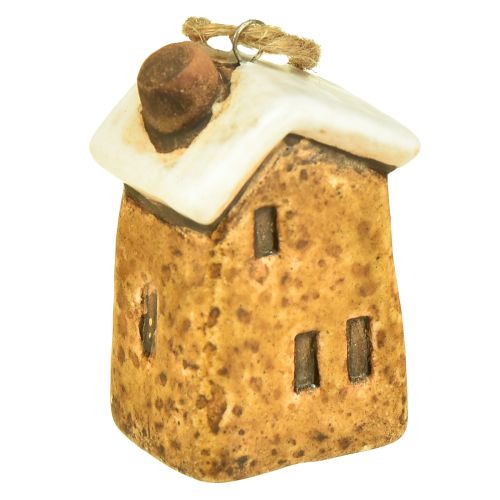 Product Ceramic Hanging Houses – Various Shades of Brown, Snow Coated Roofs – Charming Christmas Decoration – 6 pcs