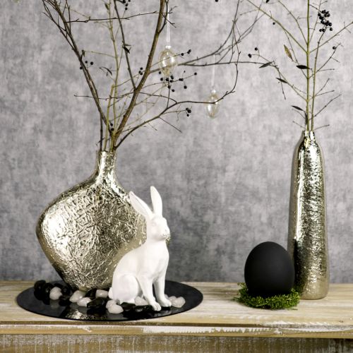 Floristik24 Sitting Rabbit Decoration Rabbit Easter Decoration White Artificial Stone H22cm