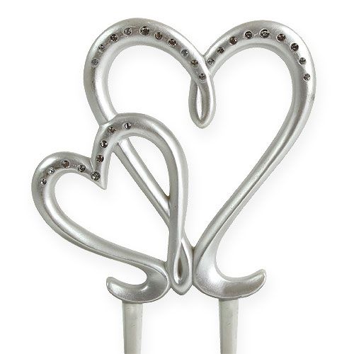 Floristik24 Deco heart to plug in silver 17cm