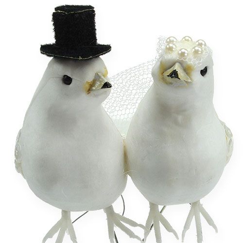 Product Dove pair with hat and veil 13cm 4pcs