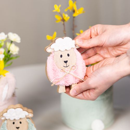 Product Wooden sheep decoration, cute decorative figure for spring and Easter, table decoration, 11cm, 6 pieces