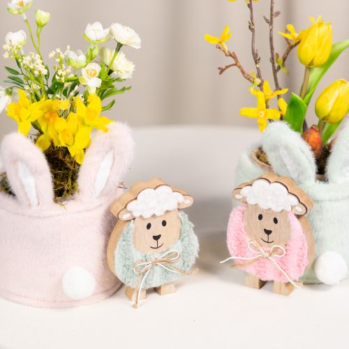 Product Wooden sheep decoration, cute decorative figure for spring and Easter, table decoration, 11cm, 6 pieces