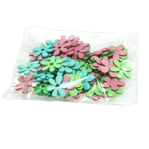 Floristik24 Scatter Decoration Wooden Flowers Multiple colors Ø4cm 72pcs