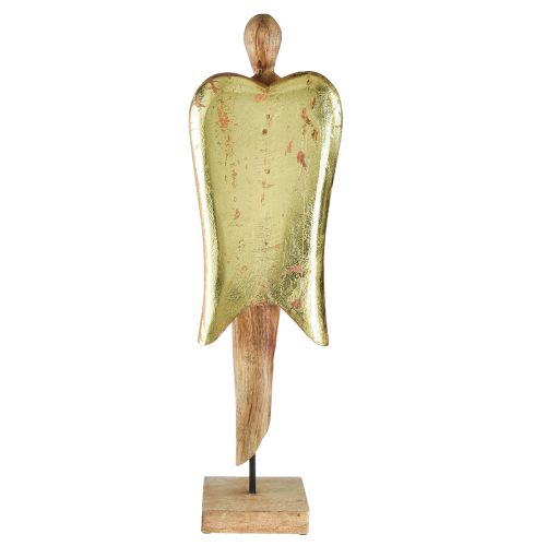 Floristik24 Wooden angel wooden figure angel decoration natural gold 17×9×60cm
