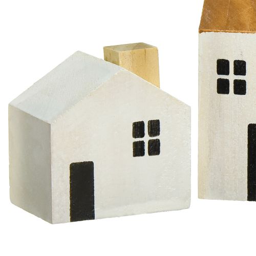 Floristik24 Wooden Houses Decoration Houses Wood White Brown 4.5-8cm 4 pcs