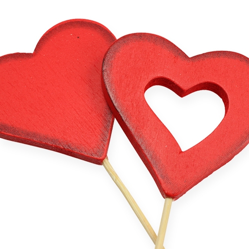 Floristik24 Wooden heart 5cm red 24pcs
