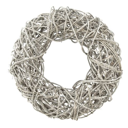 Product Wooden wreath decorative wreath rattan natural white Ø30cm H9.5cm