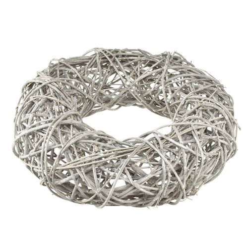 Product Wooden wreath decorative wreath rattan natural white Ø30cm H9.5cm