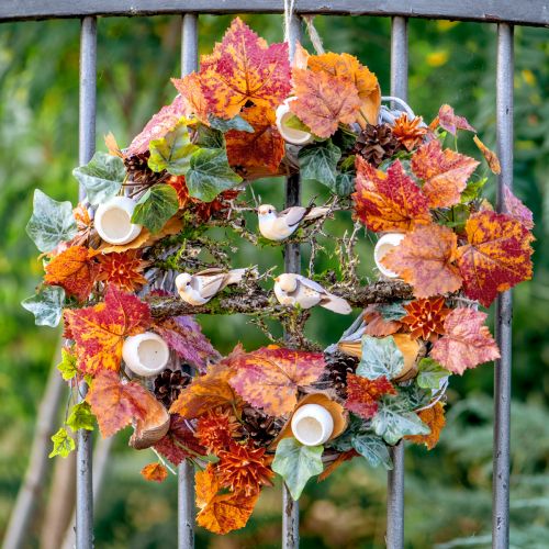 Product Wooden wreath decorative wreath rattan natural white Ø30cm H9.5cm